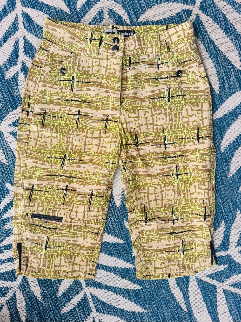 jamie sadock Lime, Tan & Black Abstract Golf Capris
